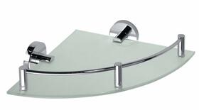 X-ROUND E skleněná polička rohová s hrazdou 255x60x255mm, chrom | Více -