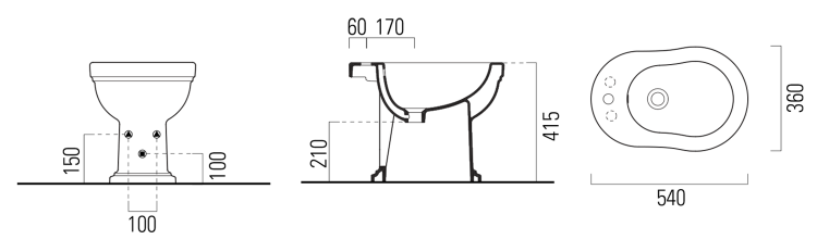 CLASSIC bidet, 37x54cm, bílá ExtraGlaze