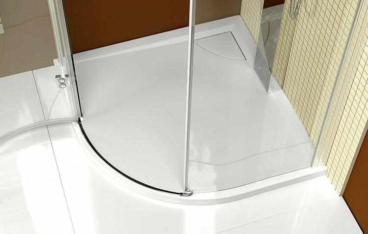 LUSSA sprchová vanička z litého mramoru se záklopem, čtvrtkruh 90x90cm, R550