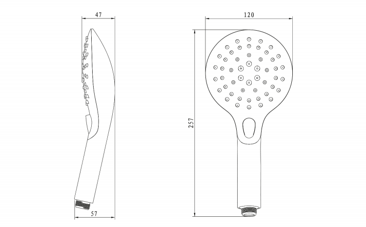 Ruční masážní sprcha s tlačítkem, 6 režimů sprchování, průměr 120mm, ABS/chrom/bílá