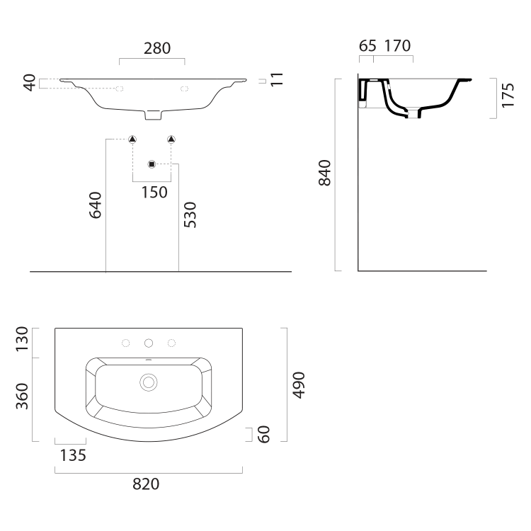 Keramické umyvadlo oblé 82×49 cm bílá – GSI PURA 8826111