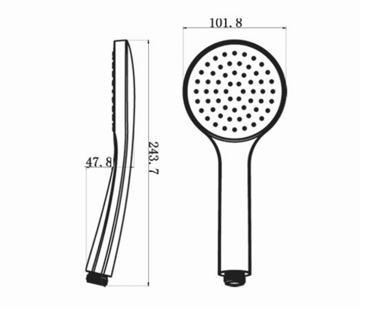 Ruční sprcha, průměr 102mm, ABS/černá mat