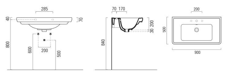Keramické umyvadlo 90×50 cm bílá – GSI CLASSIC 8788311