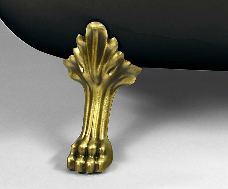 CHARLESTON volně stojící vana 188x83x69cm, nohy bronz, černá/bílá