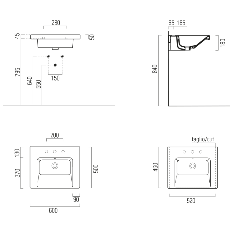 Keramické umyvadlo 60×50 cm bílá – GSI NORM 8635111