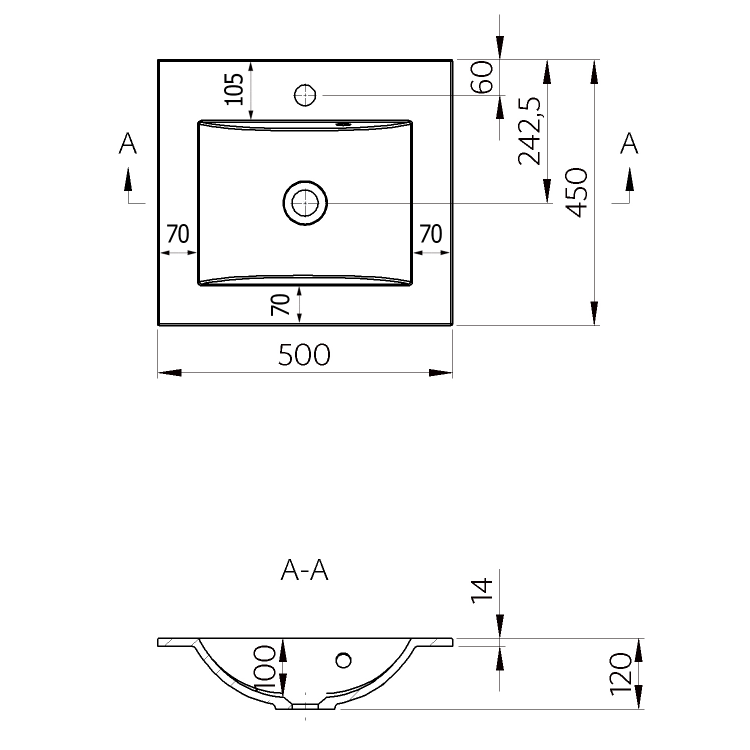 Umyvadlo 50×45 cm bílá – Sapho YUKON YU050