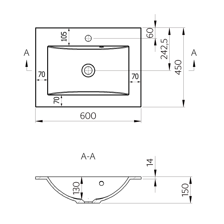 Umyvadlo 60×45 cm bílá – Sapho YUKON YU060