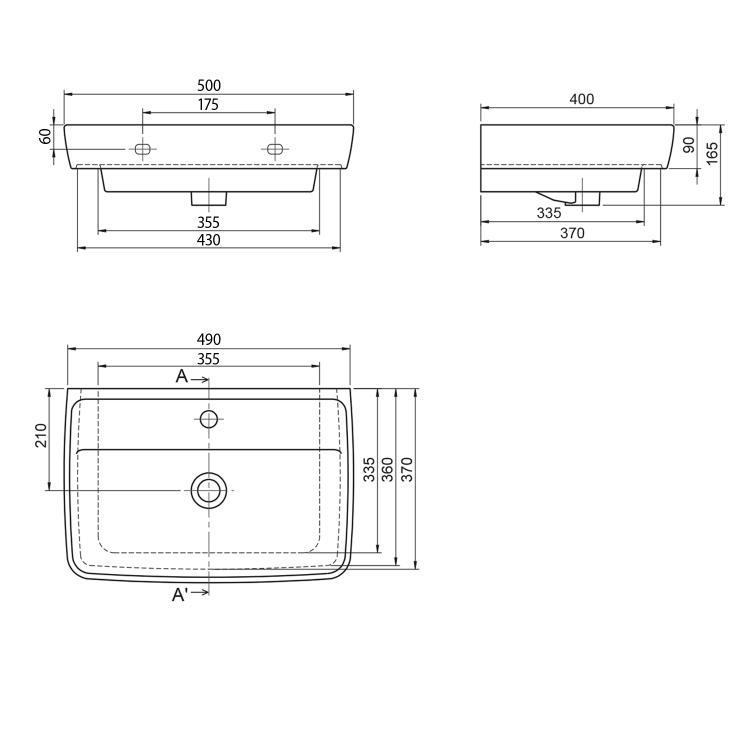 Keramické umyvadlo 50×40 cm bílá – Aqualine DURU TU0350