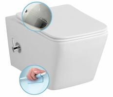 PORTO CLEANWASH závěsná WC mísa Rimless, integrovaná baterie a bidet. sprška, 36x5cm, bílá | Více - 