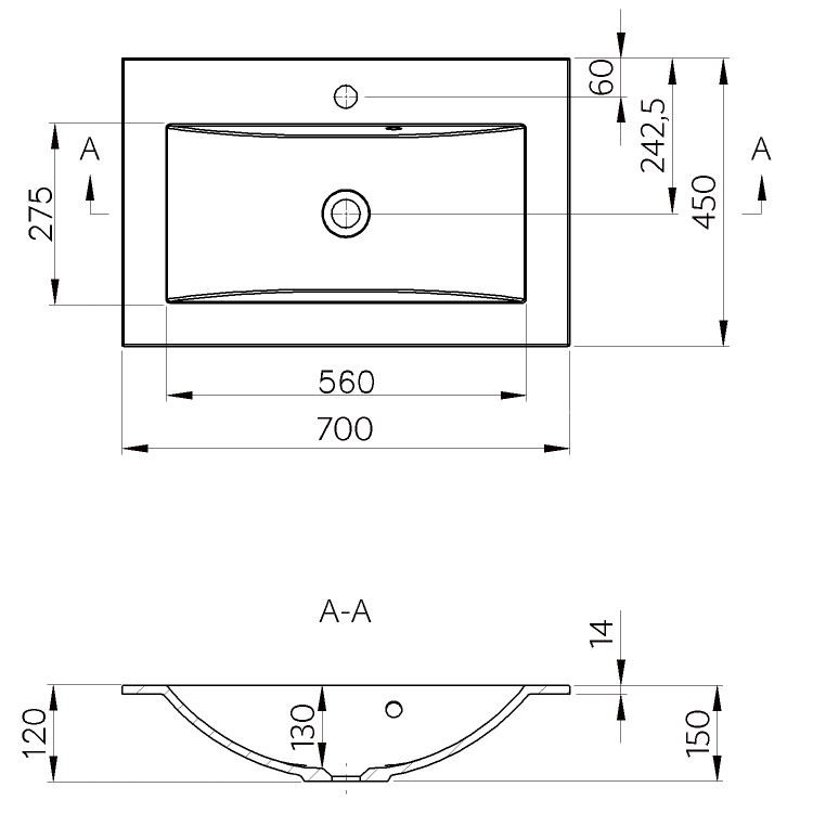 Umyvadlo 70×45 cm bílá – Sapho YUKON YU070