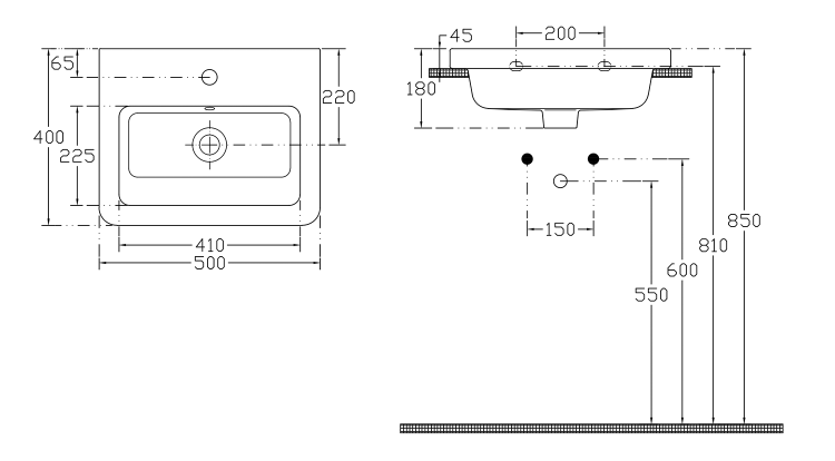 Keramické umyvadlo 50×40 cm bílá – Sapho CITY KE050