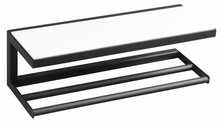 SKA nástěnná police 450x140x160mm, černá mat s bílou MDF deskou