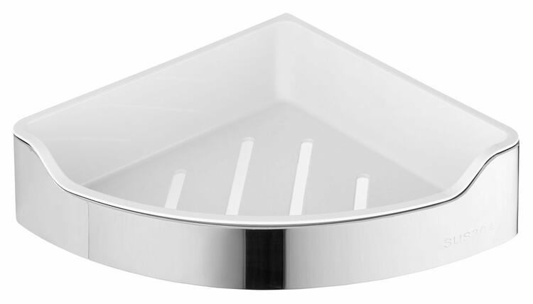 SAMBA rohová polička do sprchy, 218x63x218mm, nerez lesk