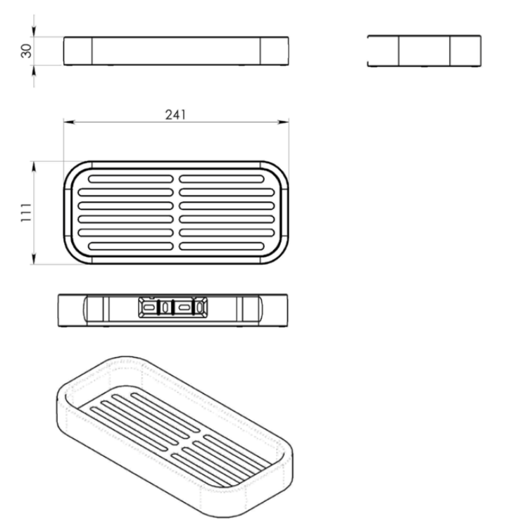 OUTLINE polička do sprchy, 241x30x111mm, černá mat