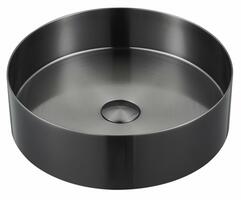 Nerezové umyvadlo na desku Ø 38cm, včetně výpusti – Sapho Aurum gun metal | Více -