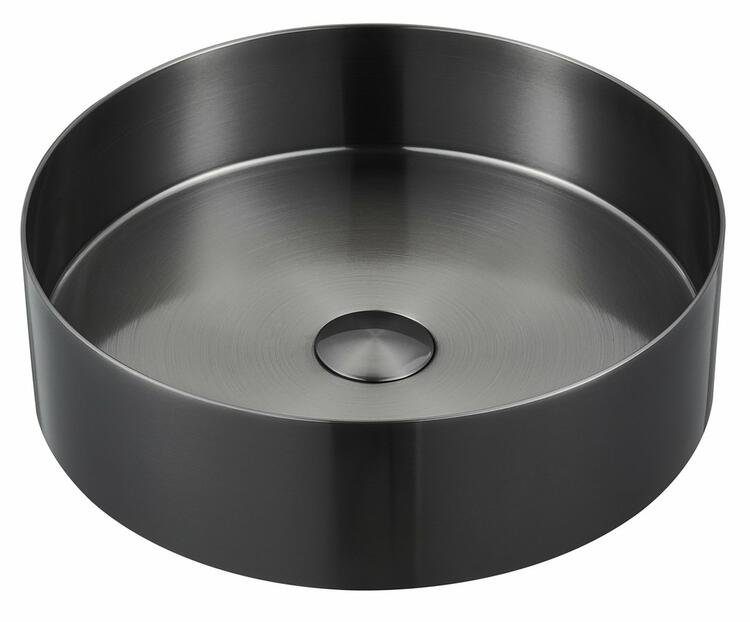 Nerezové umyvadlo na desku Ø 38cm, včetně výpusti – Sapho Aurum gun metal