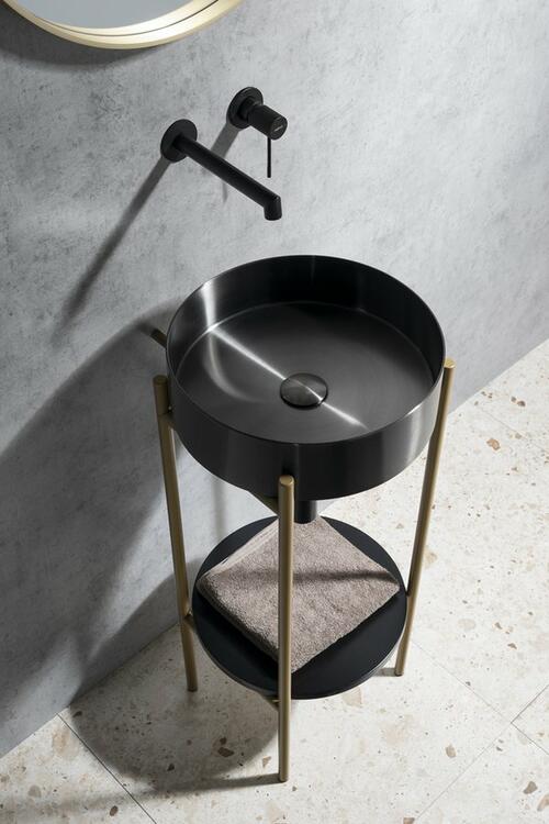 Nerezové umyvadlo na desku Ø 38cm, včetně výpusti – Sapho Aurum gun metal