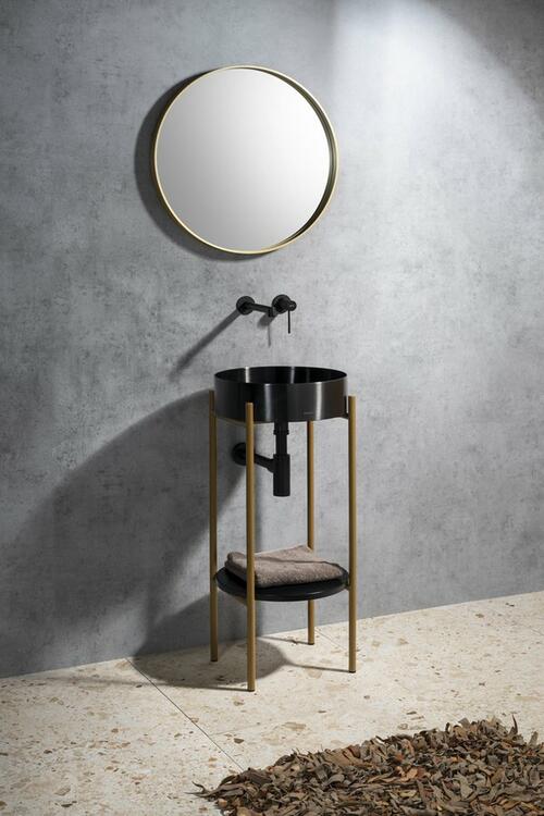 Nerezové umyvadlo na desku Ø 38cm, včetně výpusti – Sapho Aurum gun metal