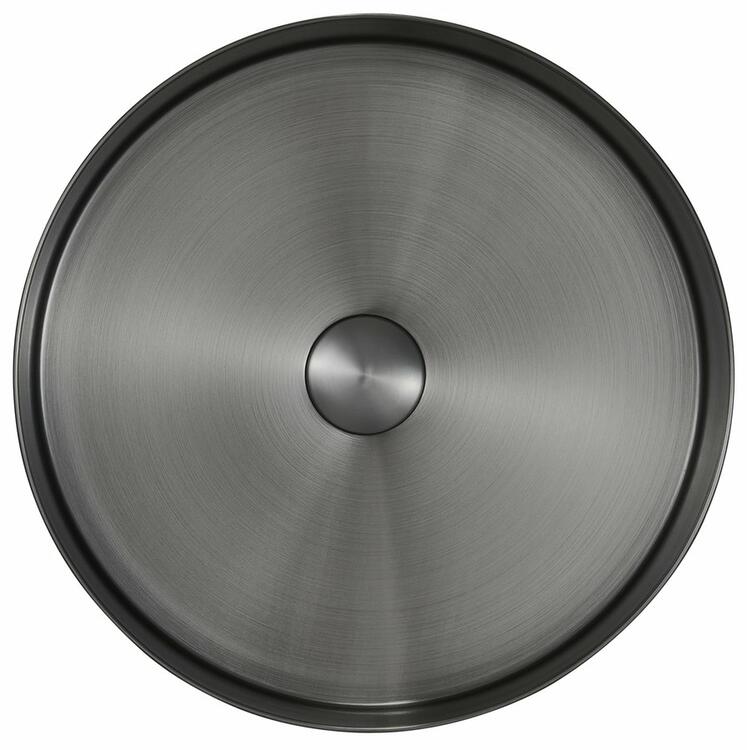 Nerezové umyvadlo na desku Ø 38cm, včetně výpusti – Sapho Aurum gun metal