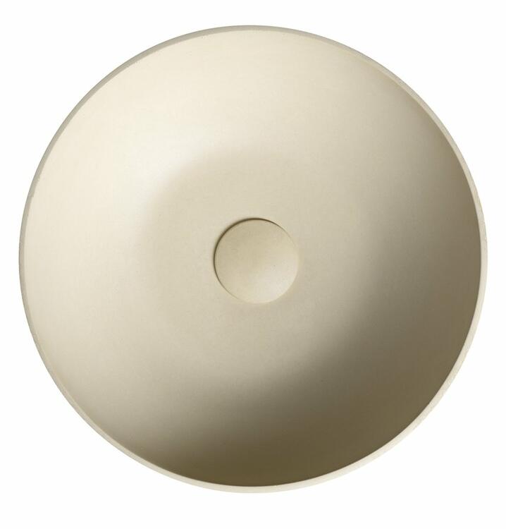 FORMIGO betonové umyvadlo na desku, včetně výpusti, Ø 39cm, žlutá