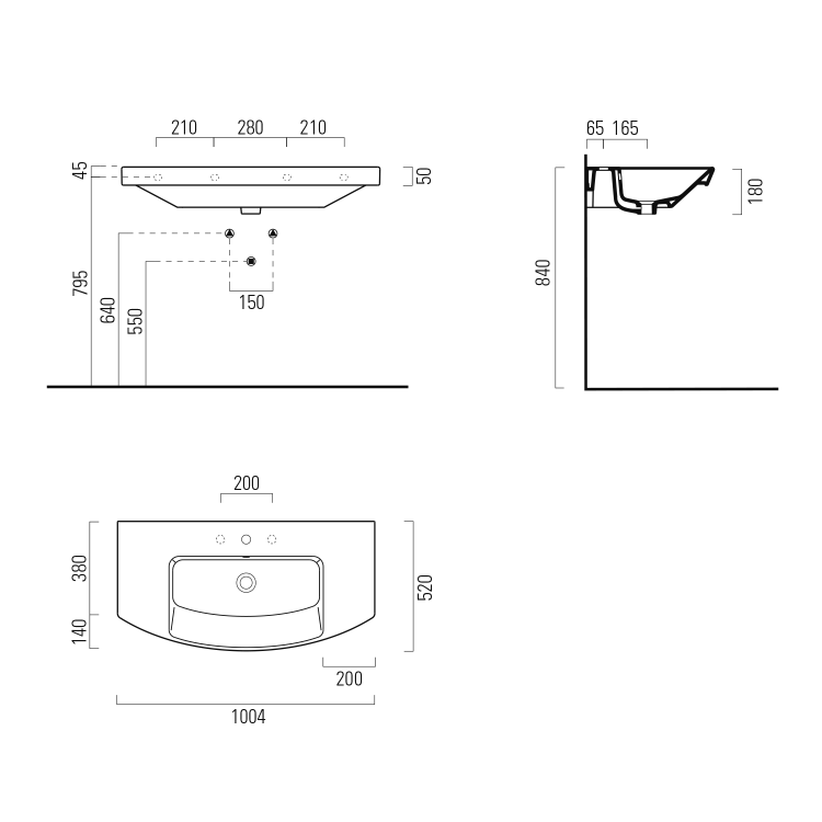 Keramické umyvadlo 100×52 cm bílé – GSI Norm 8643111