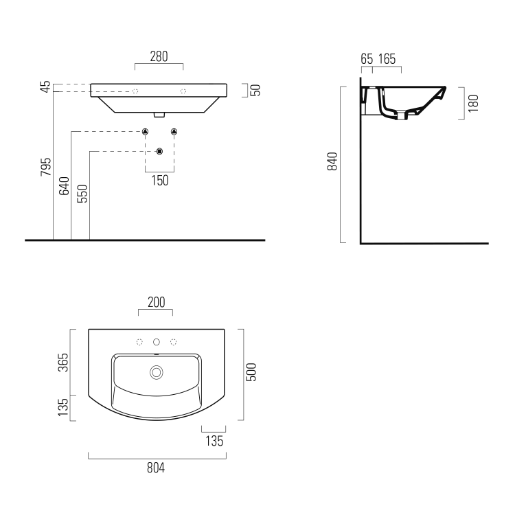Keramické umyvadlo oblé 80×50 cm bílá – GSI NORM 8644111