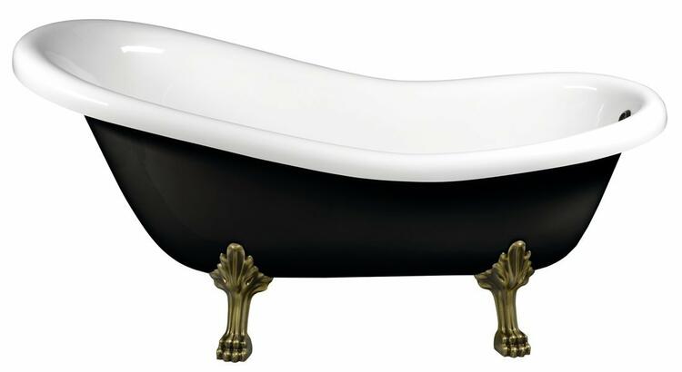 RETRO volně stojící vana 147x69,5x67,5cm, nohy bronz, černá/bílá