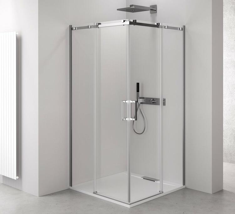 THRON SQUARE obdélníkový sprchový kout 1100x900mm, hranaté pojezdy, rohový vstup