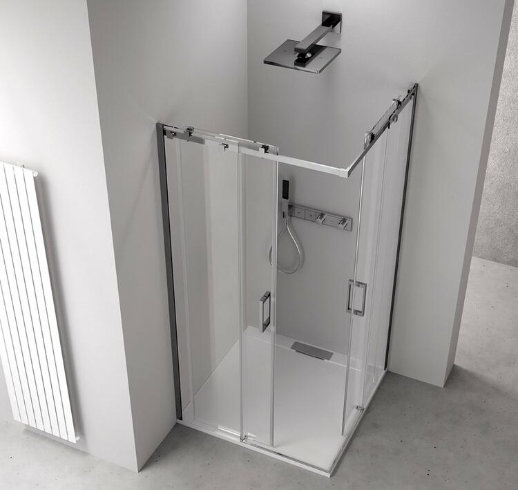 THRON SQUARE obdélníkový sprchový kout 1100x900mm, hranaté pojezdy, rohový vstup