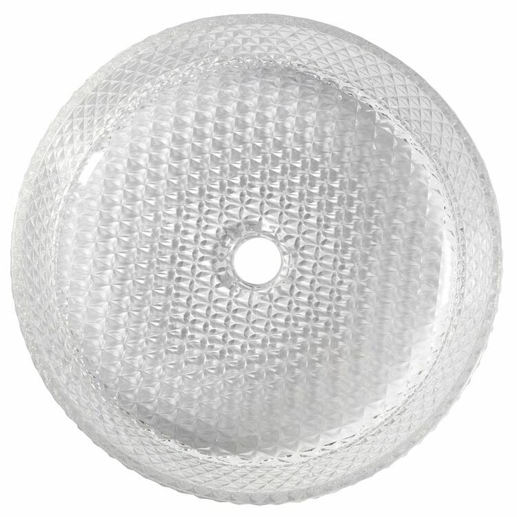 MARAGUA skleněné gravírované umyvadlo na desku Ø 39,5 cm, čirá