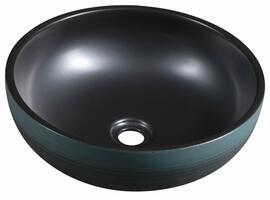 PRIORI keramické umyvadlo na desku, Ø 41cm, černá/zelená | Více - 