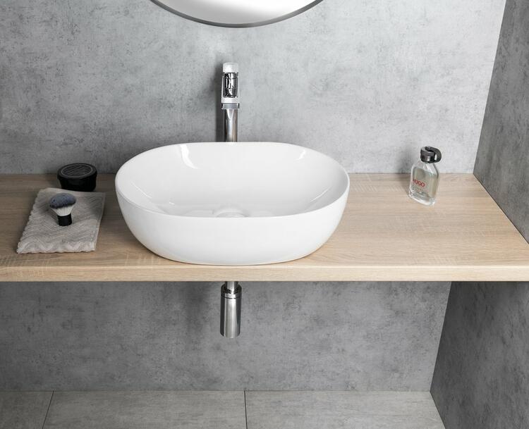 Keramické umyvadlo na desku 49x36cm, bílá