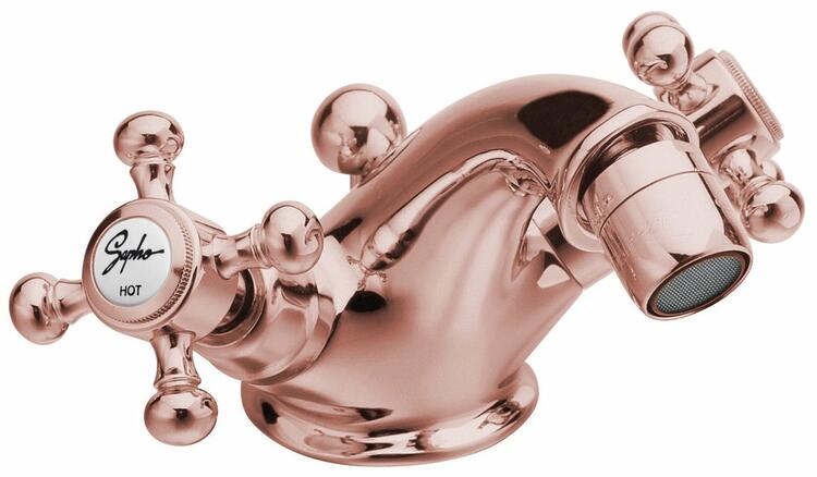 Bidetová stojánková kohoutková baterie a výpustí růžové zlato – Sapho ANTEA 3187