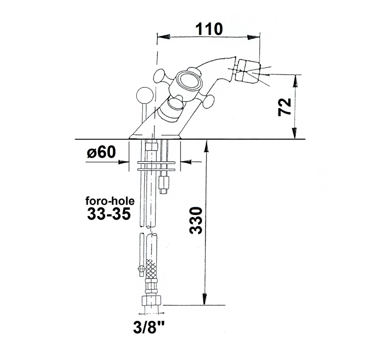 Bidetová stojánková kohoutková baterie a výpustí růžové zlato – Sapho ANTEA 3187