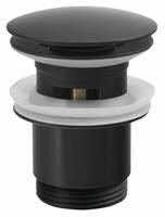 Umyvadlová výpust 5/4“, click-clack, velká zátka, 30-45mm, černá mat | Více - 