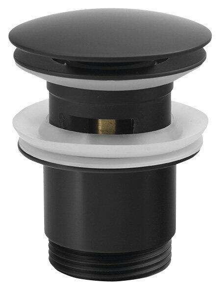 Umyvadlová výpust 5/4“, click-clack, velká zátka, 30-45mm, černá mat
