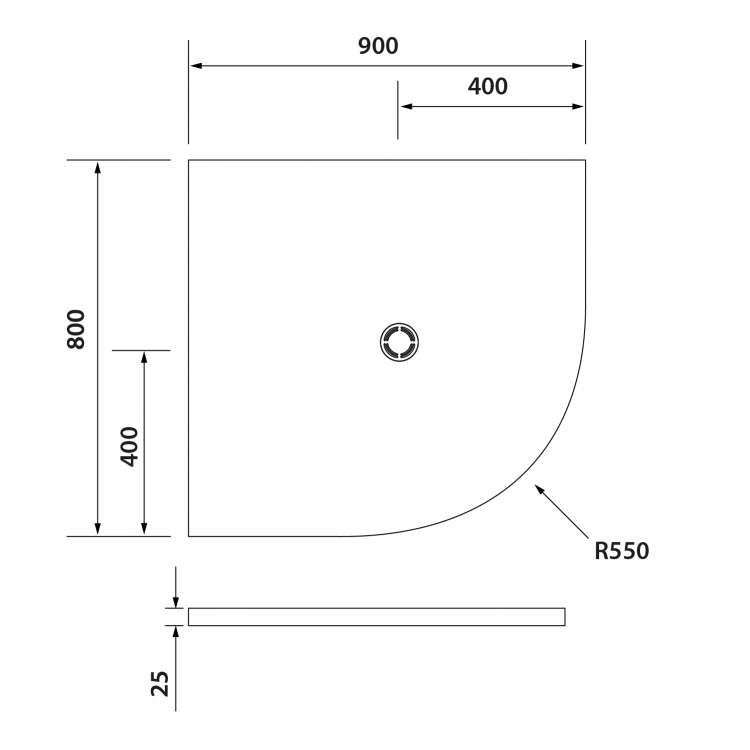 Čtvrtkruhová sprchová vanička z litého mramoru 90×80 cm L – Polysan Flexia R550 91191