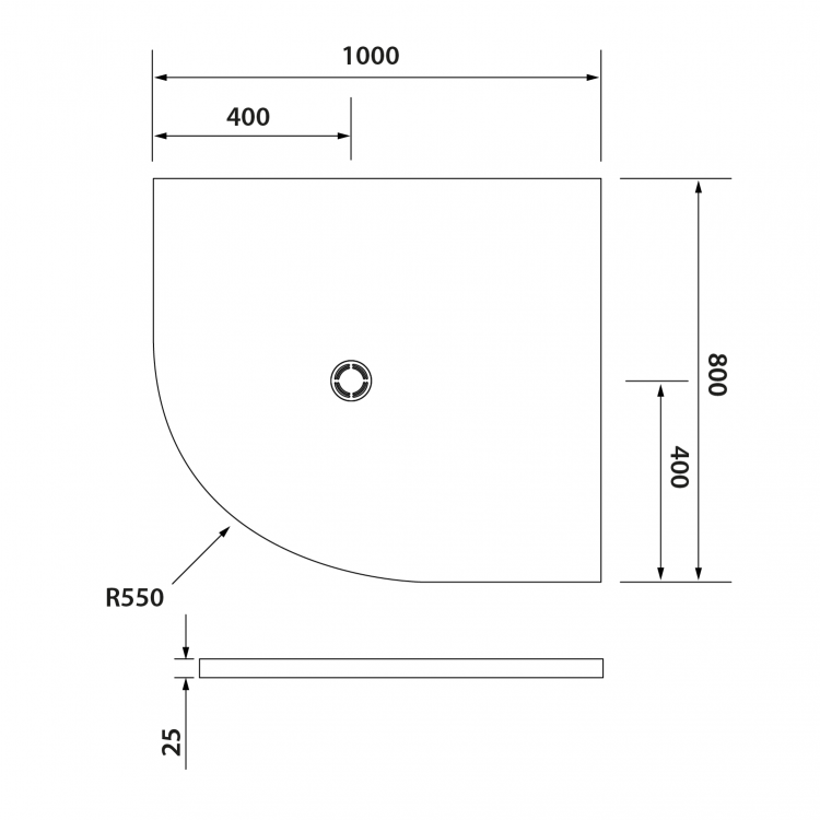 Čtvrtkruhová sprchová vanička z litého mramoru 100×80 cm P – Polysan Flexia R550 91251