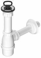 Umyvadlový sifon, nerez výpust, zátka s uchem, DN40, bílá | Více - 