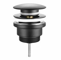 Umyvadlová výpust 5/4“, click-clack, velká zátka, 10-55mm, černá mat | Více - 