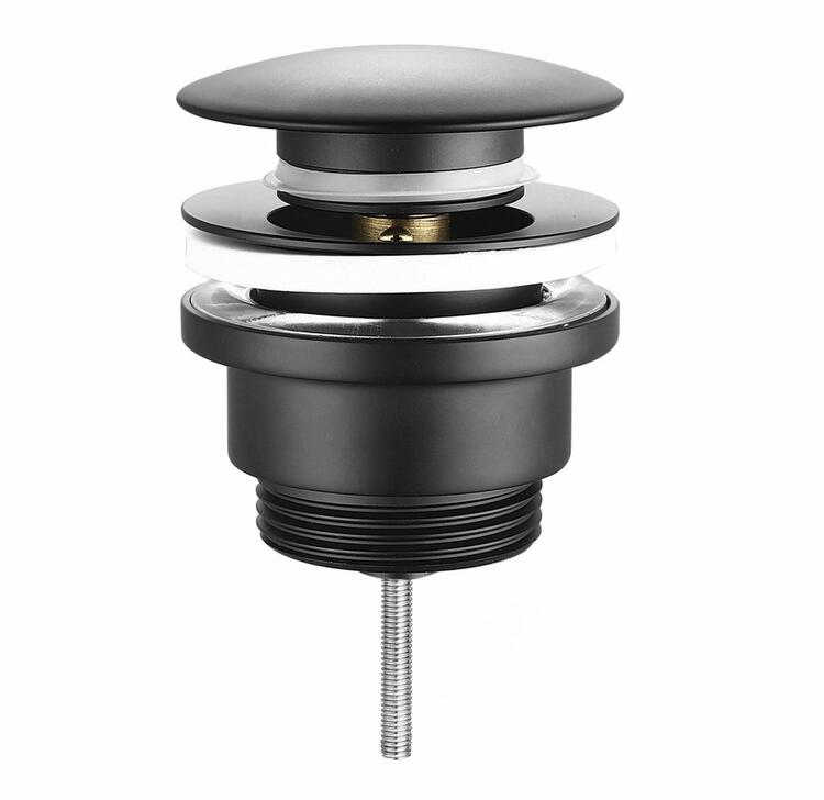 Umyvadlová výpust 5/4“, click-clack, velká zátka, 10-55mm, černá mat