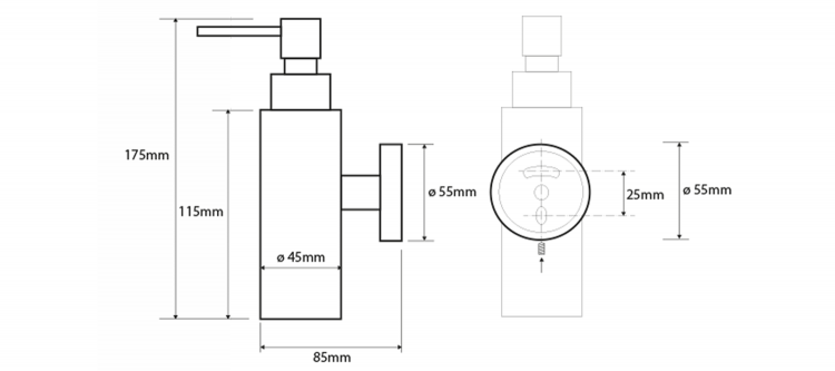 X-ROUND dávkovač mýdla 150ml, chrom