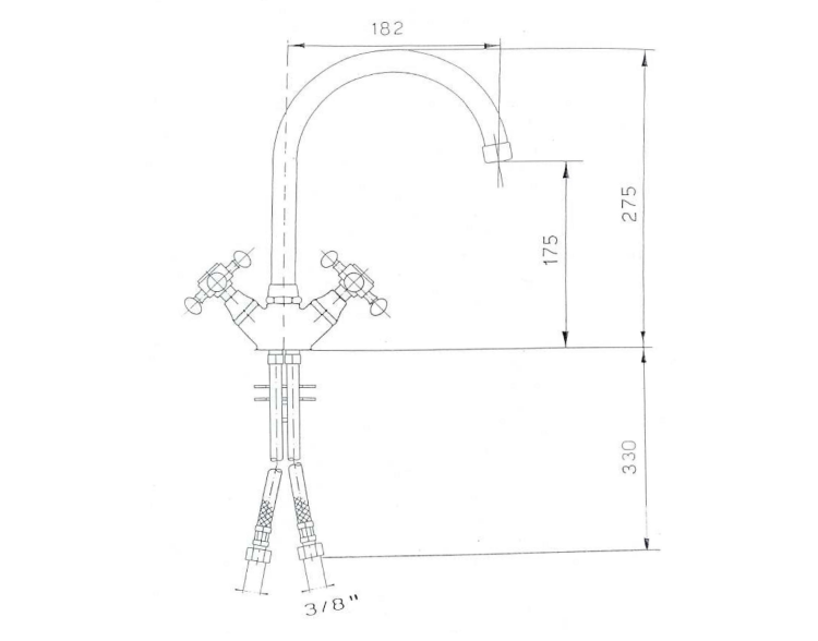 ANTEA stojánková dřezová baterie, výška 275mm, bronz