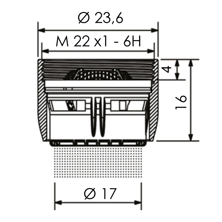 Perlátor vnitřní závit M22x1, chrom