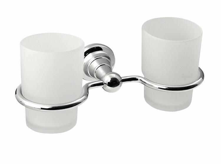 Dvojitý držák skleniček, mléčné sklo, chrom – Sapho Diamond 1317-05