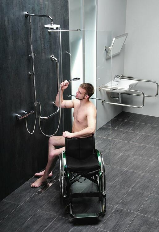 HANDICAP opěrné madlo LEVÉ 760mm, nerez lesk