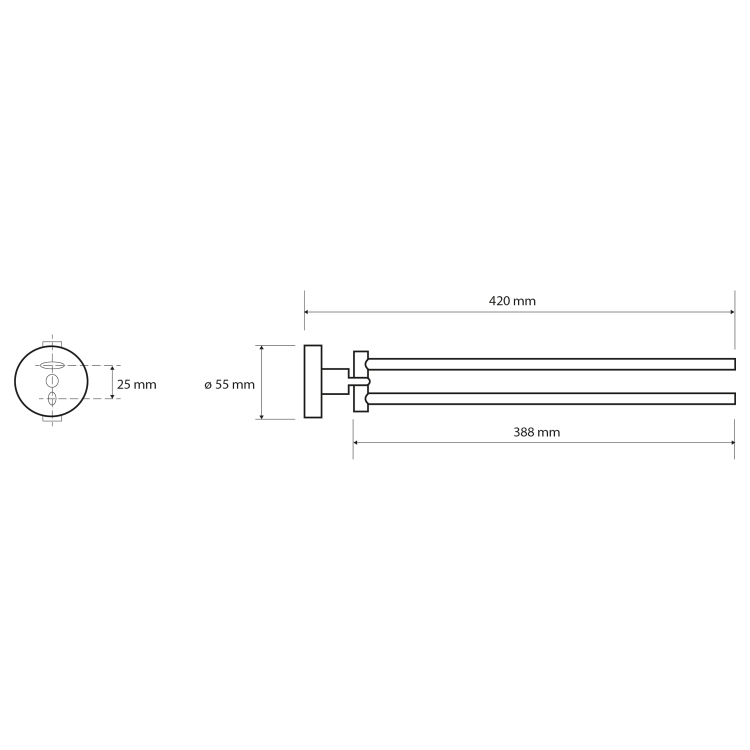 X-ROUND dvojitý držák ručníků otočný 420mm, chrom