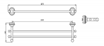 ASTOR dvojitý držák ručníků, 670x140mm, chrom