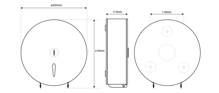 Zásobník na toaletní papír max. Ø 19cm, 205x210x115mm, nerez lesk