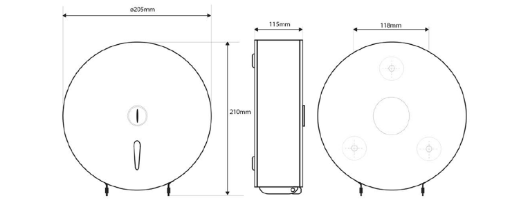Zásobník na toaletní papír max. Ø 19cm, 205x210x115mm, nerez mat